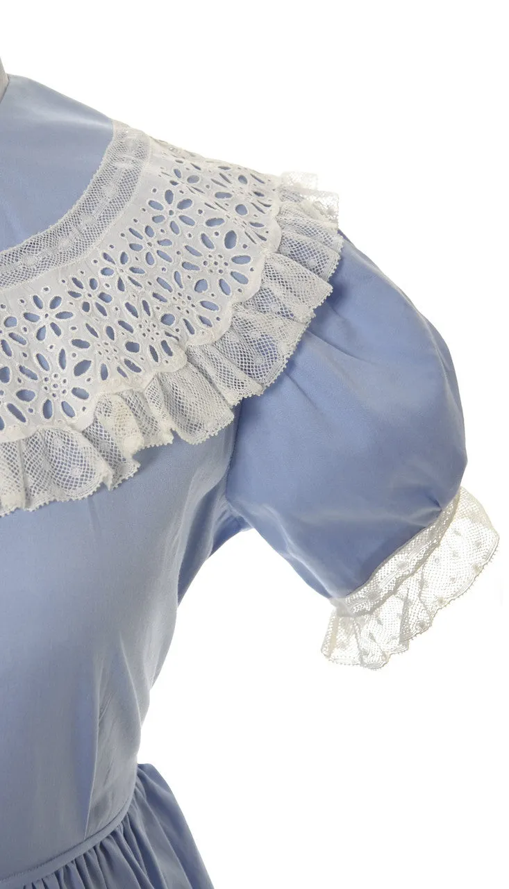 1950s Celeste Vintage Little Girl's Pale Blue Dress w/ Lace Collar