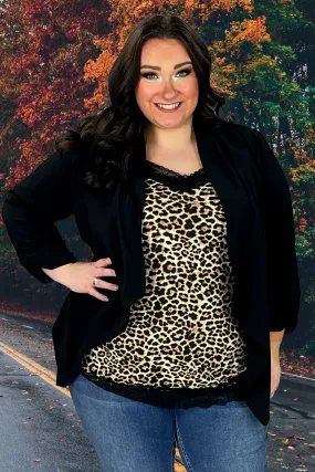 63 OT-Z {Lofty Goals} Black Draped Neck Cardigan PLUS SIZE 1X 2X 3X