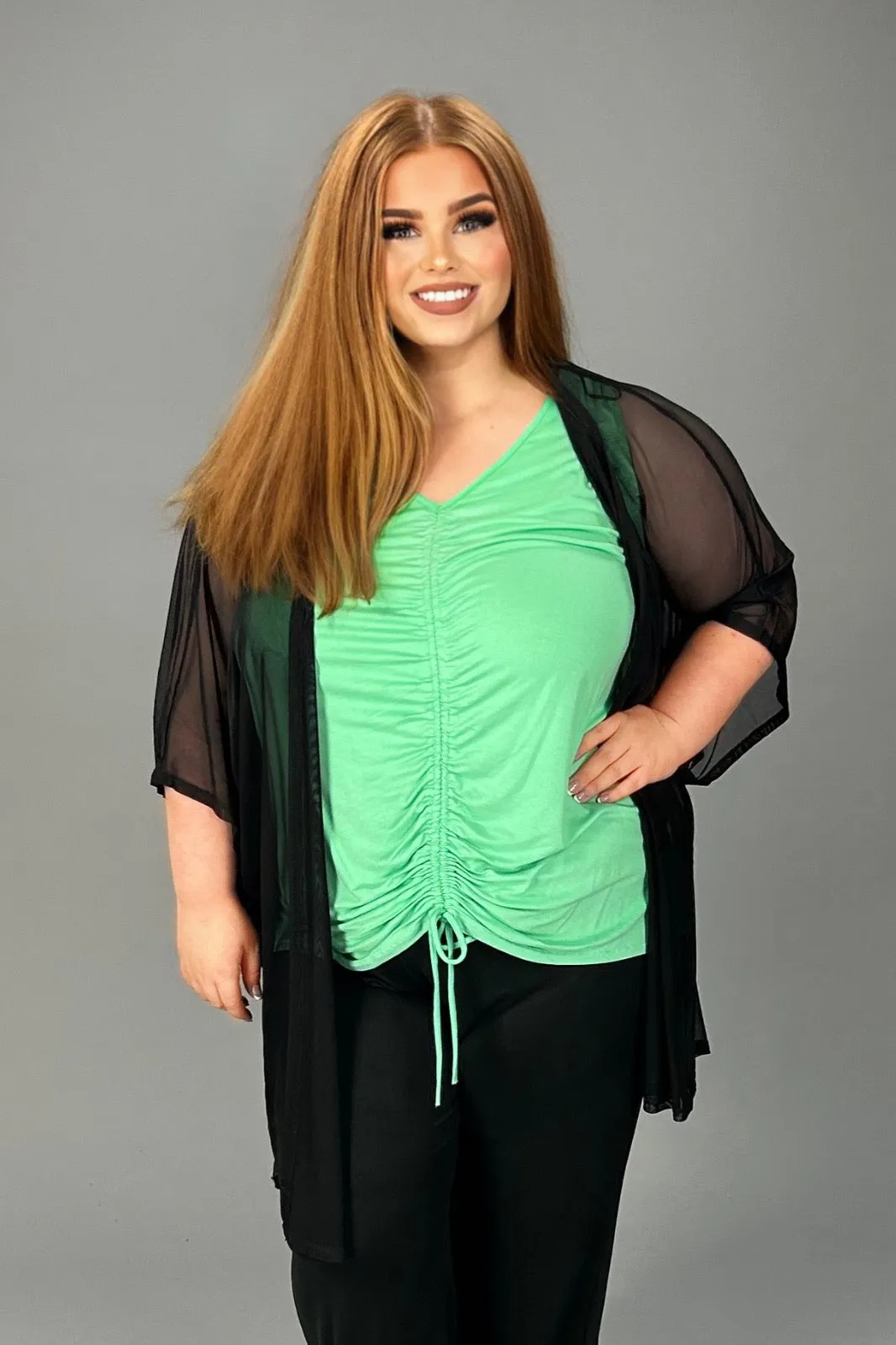 67 OT-C {Gala Ready} Black Kimono PLUS SIZE 1X 2X 3X