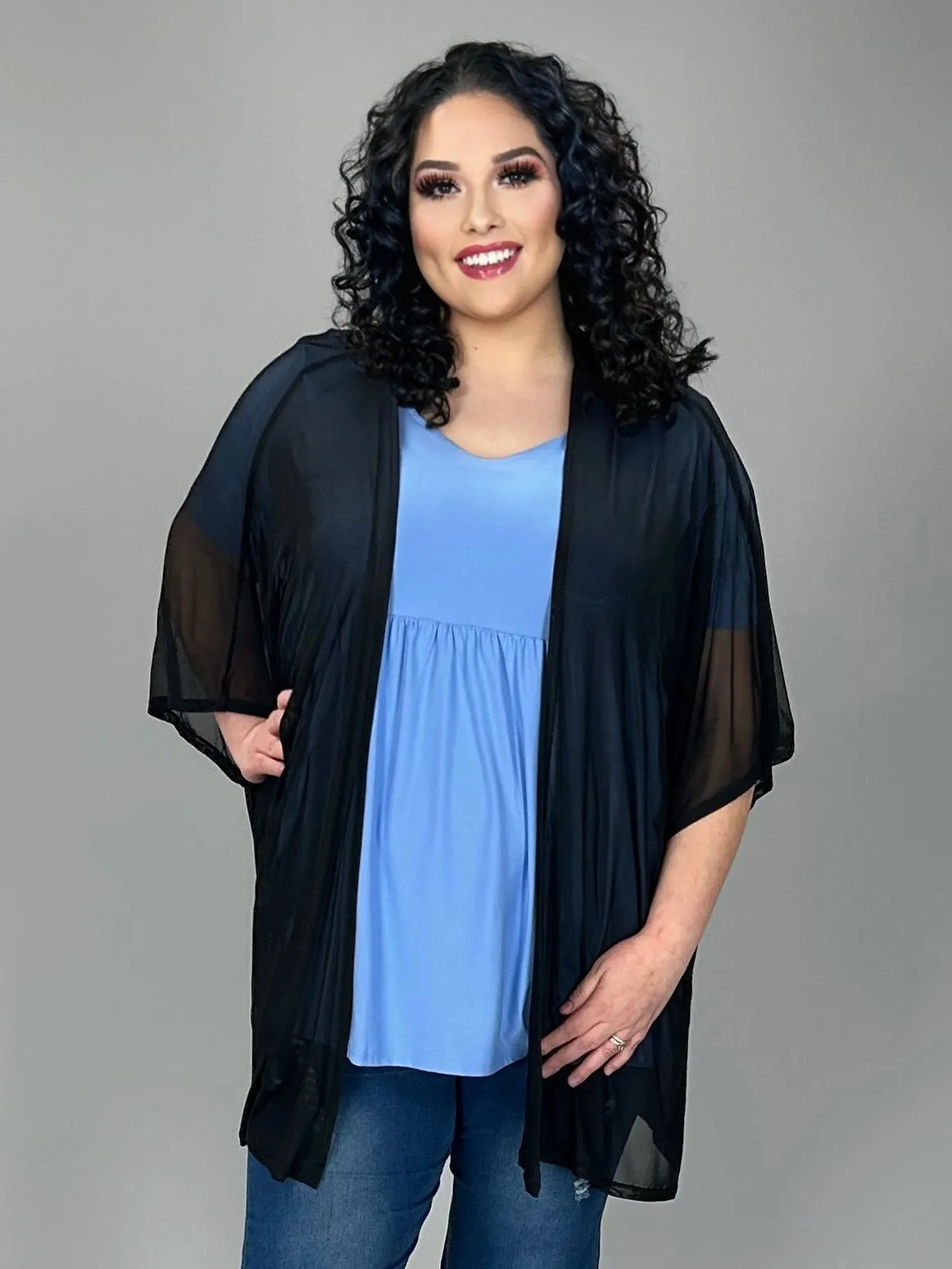 67 OT-C {Gala Ready} Black Kimono PLUS SIZE 1X 2X 3X