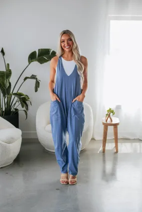 Abigail Lounge Jumpsuit - Steel Blue