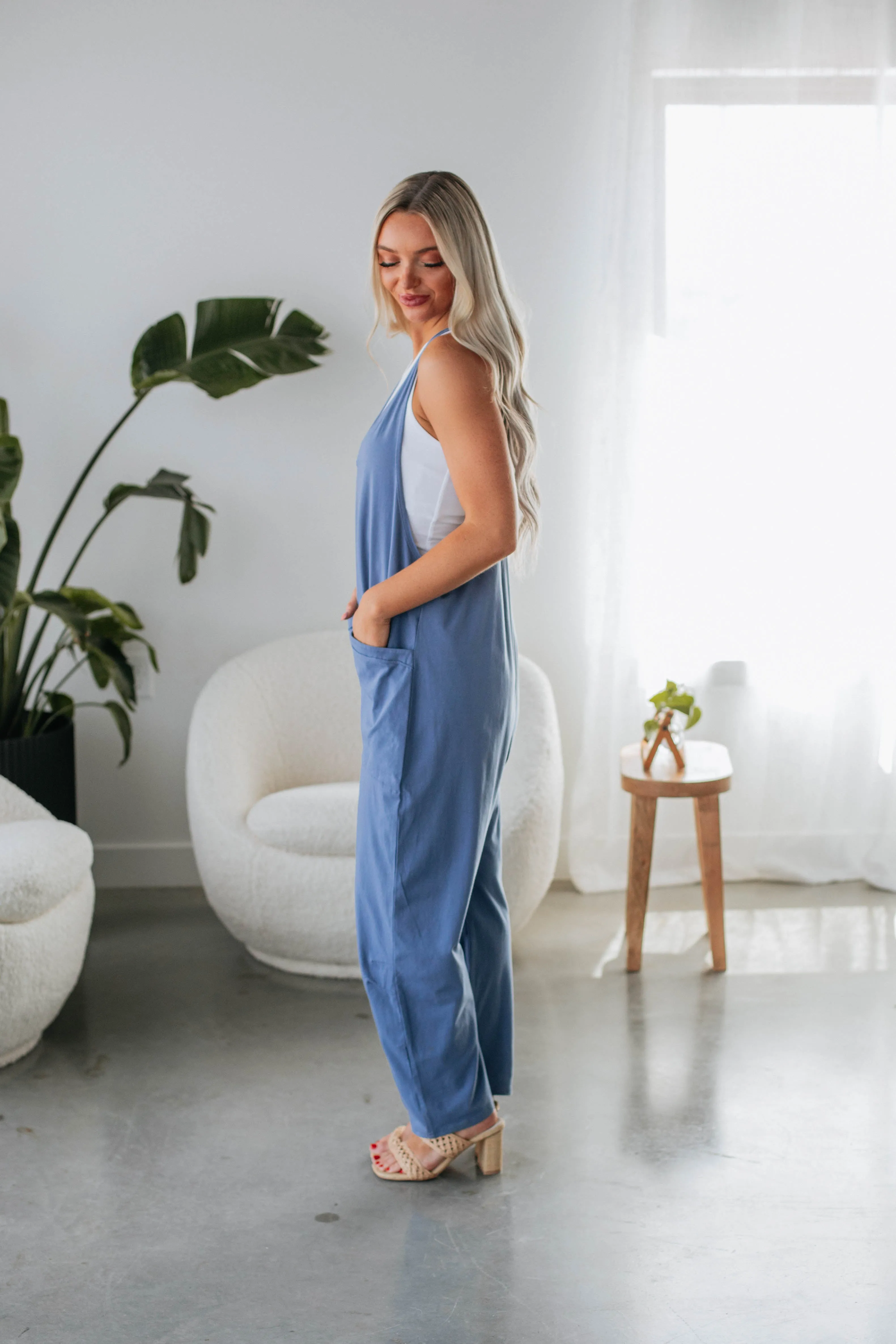 Abigail Lounge Jumpsuit - Steel Blue