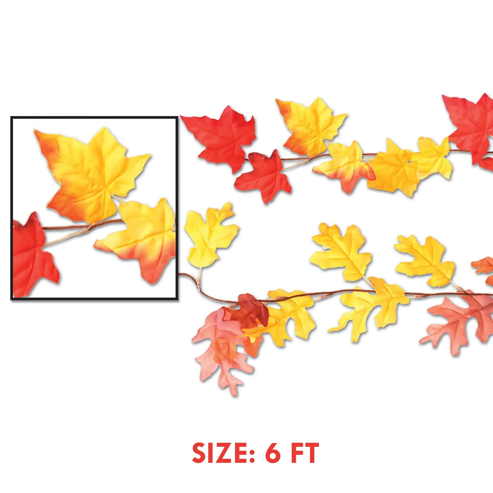 Autumn Leaf Garland Fall Hanging Decorations, 6 Feet Long(Pack of 2)