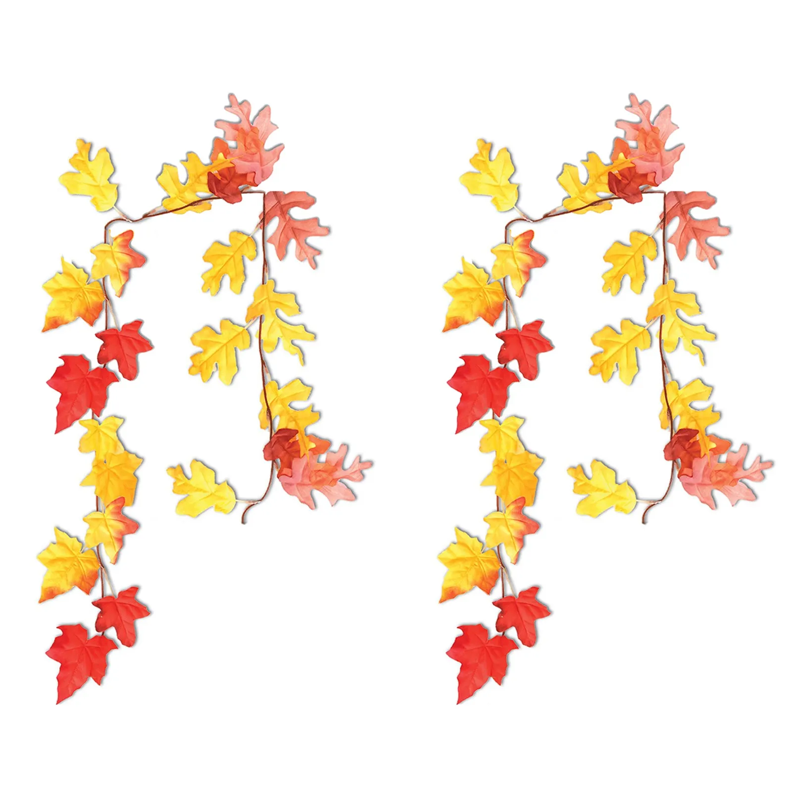 Autumn Leaf Garland Fall Hanging Decorations, 6 Feet Long(Pack of 2)