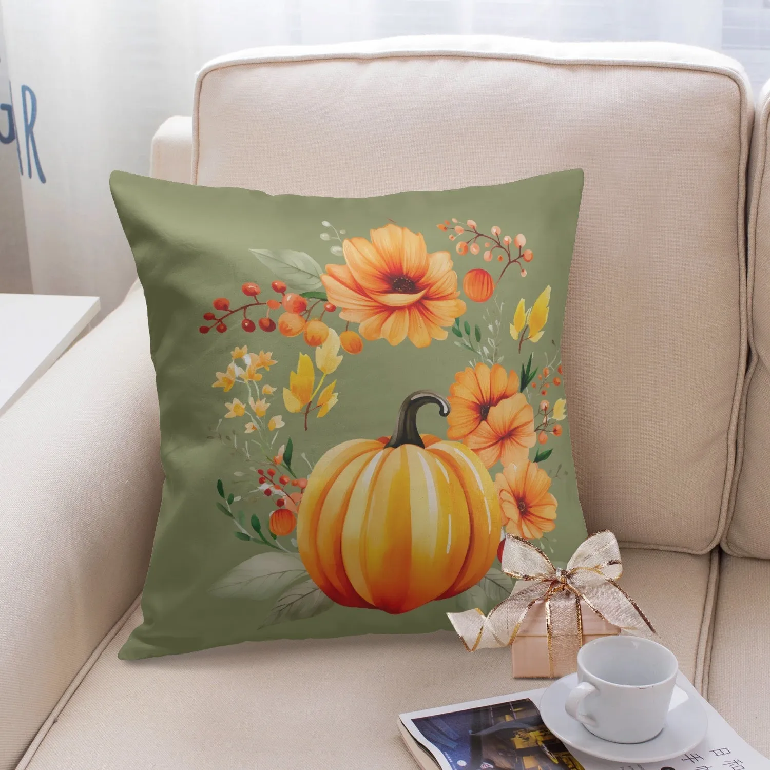 Autumn time Beauties 18'' Square Pillow Cover