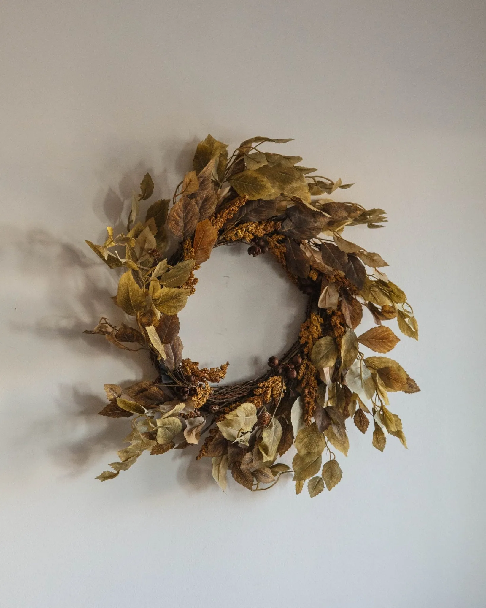 Autumnal Birch Leaves & Berry Bundles Wreath