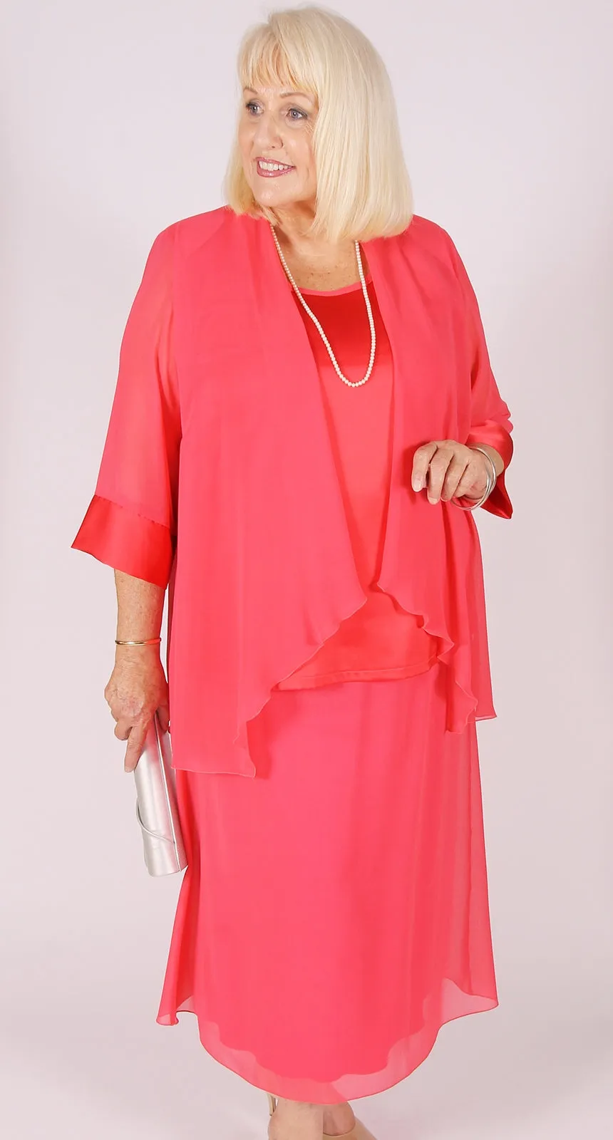 Ava Chiffon Waterfall Jacket Coral