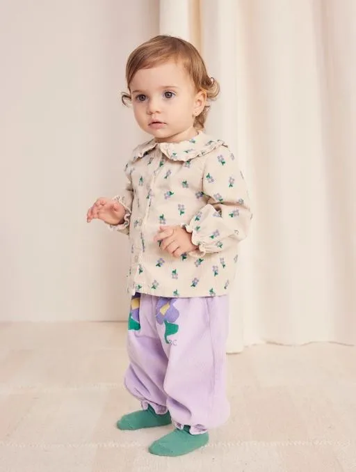 Baby Pansy Flowers Woven Paperbag Pants