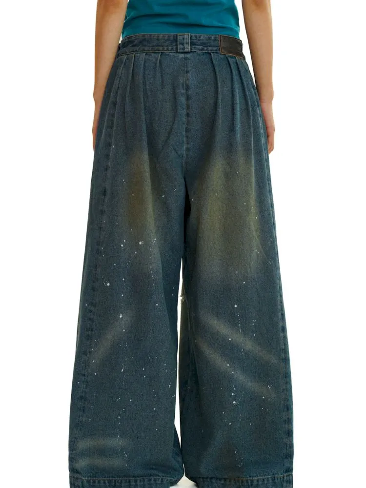 Baggy dragging wide leg denim trousers【s0000008577】