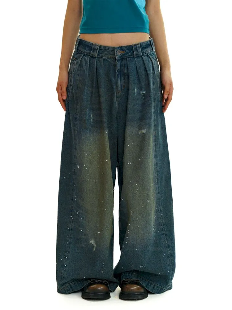 Baggy dragging wide leg denim trousers【s0000008577】