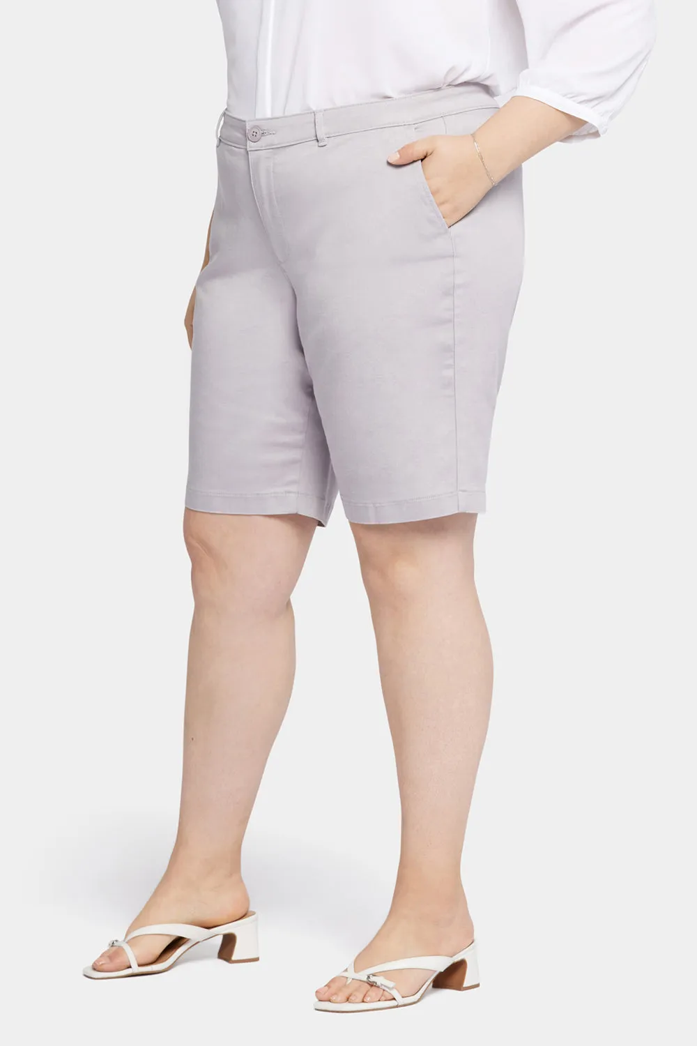 Bermuda Shorts In Plus Size - Pearl Grey