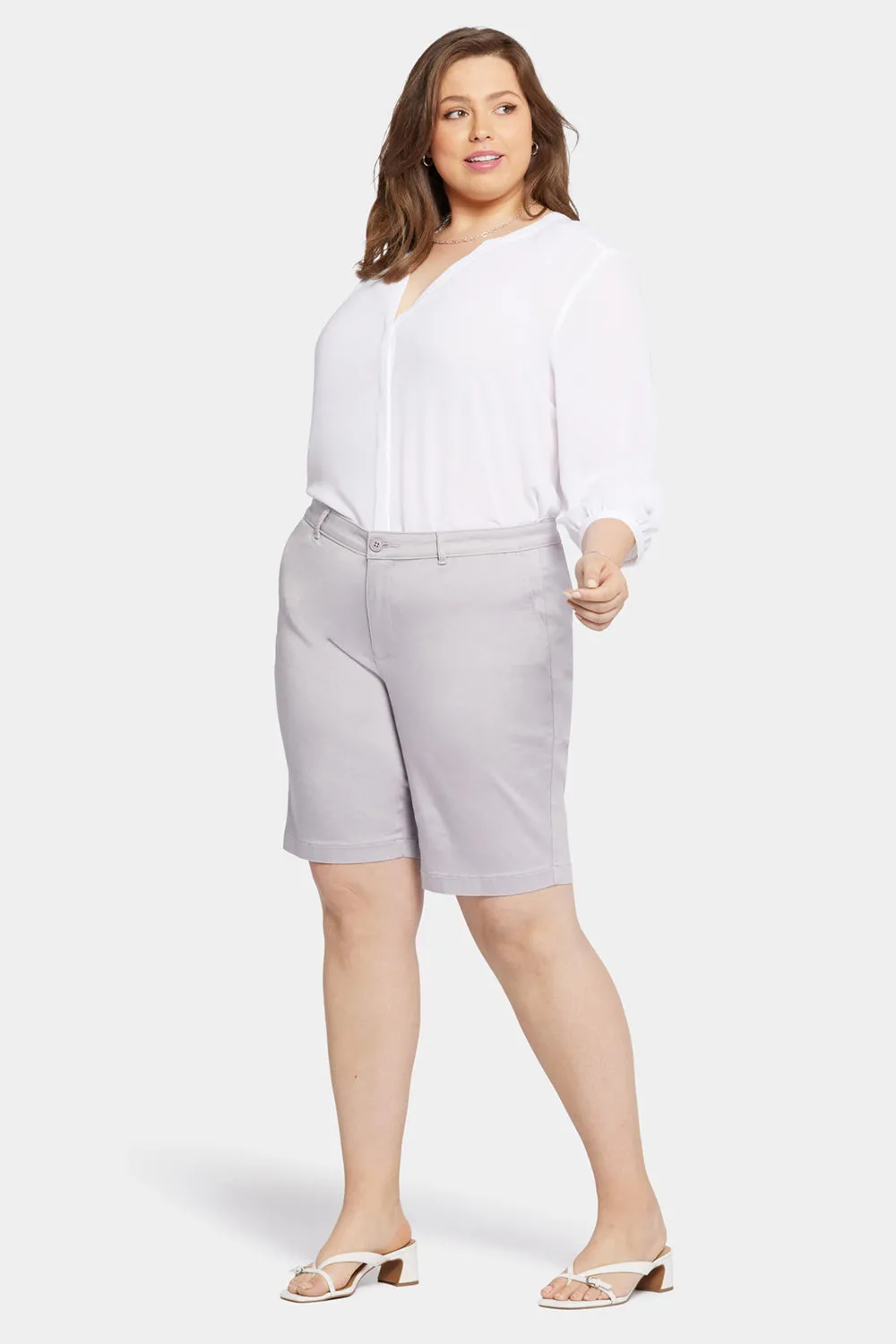 Bermuda Shorts In Plus Size - Pearl Grey