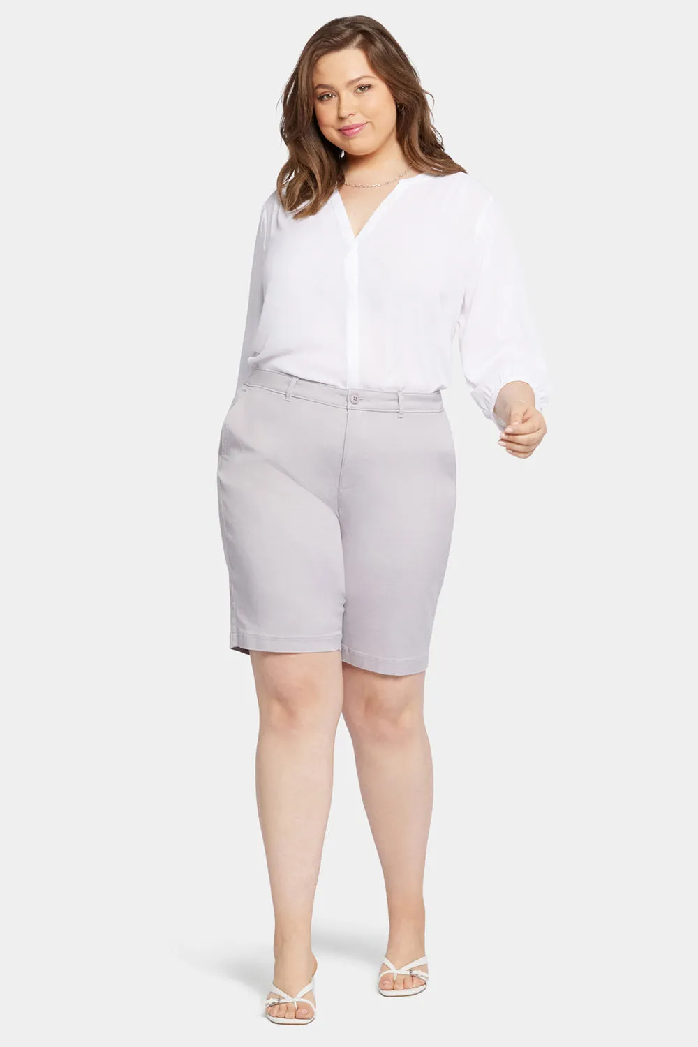 Bermuda Shorts In Plus Size - Pearl Grey