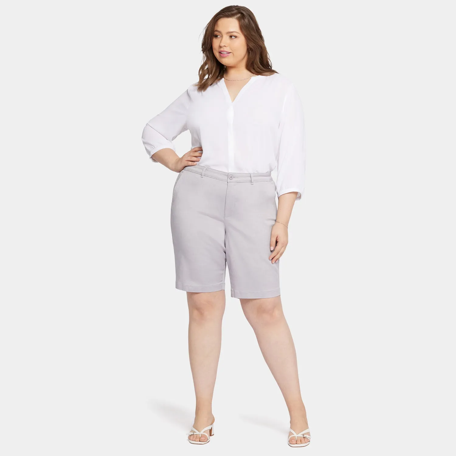 Bermuda Shorts In Plus Size - Pearl Grey