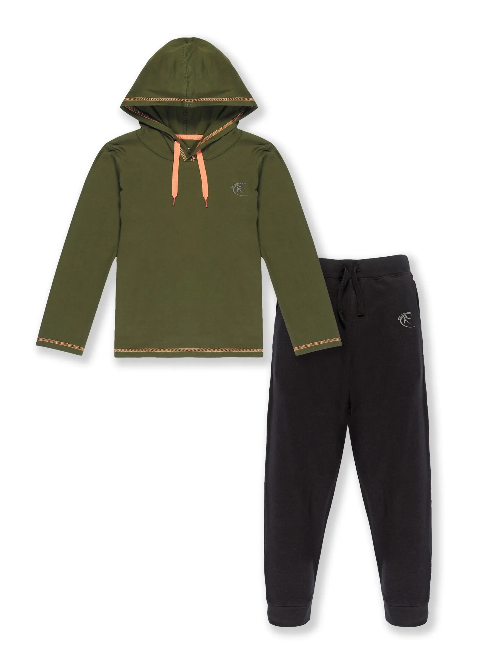 Boys Solid Full Sleeve hood Tee & Solid Track Pant Set