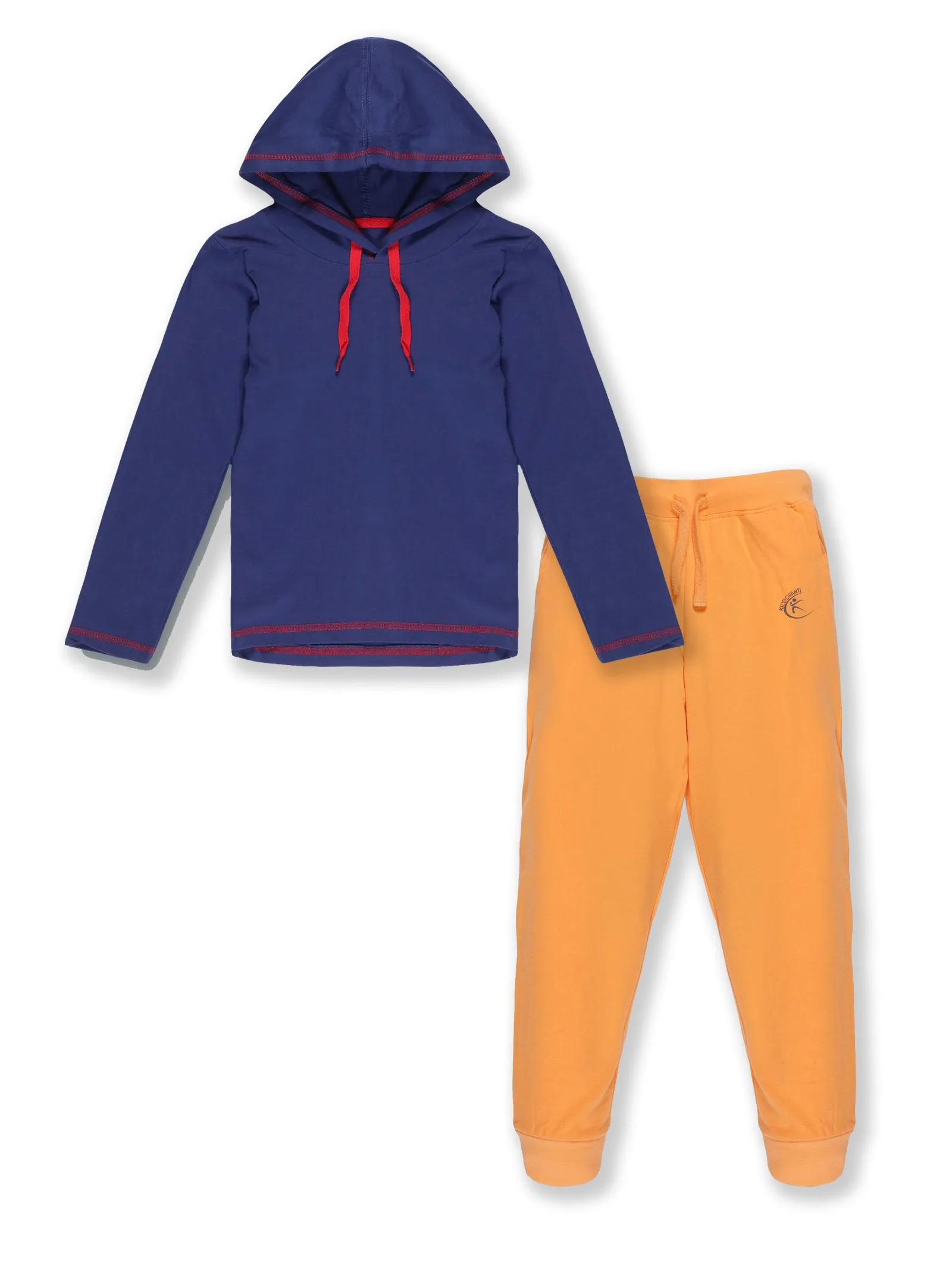 Boys Solid Full Sleeve hood Tee & Solid Track Pant Set