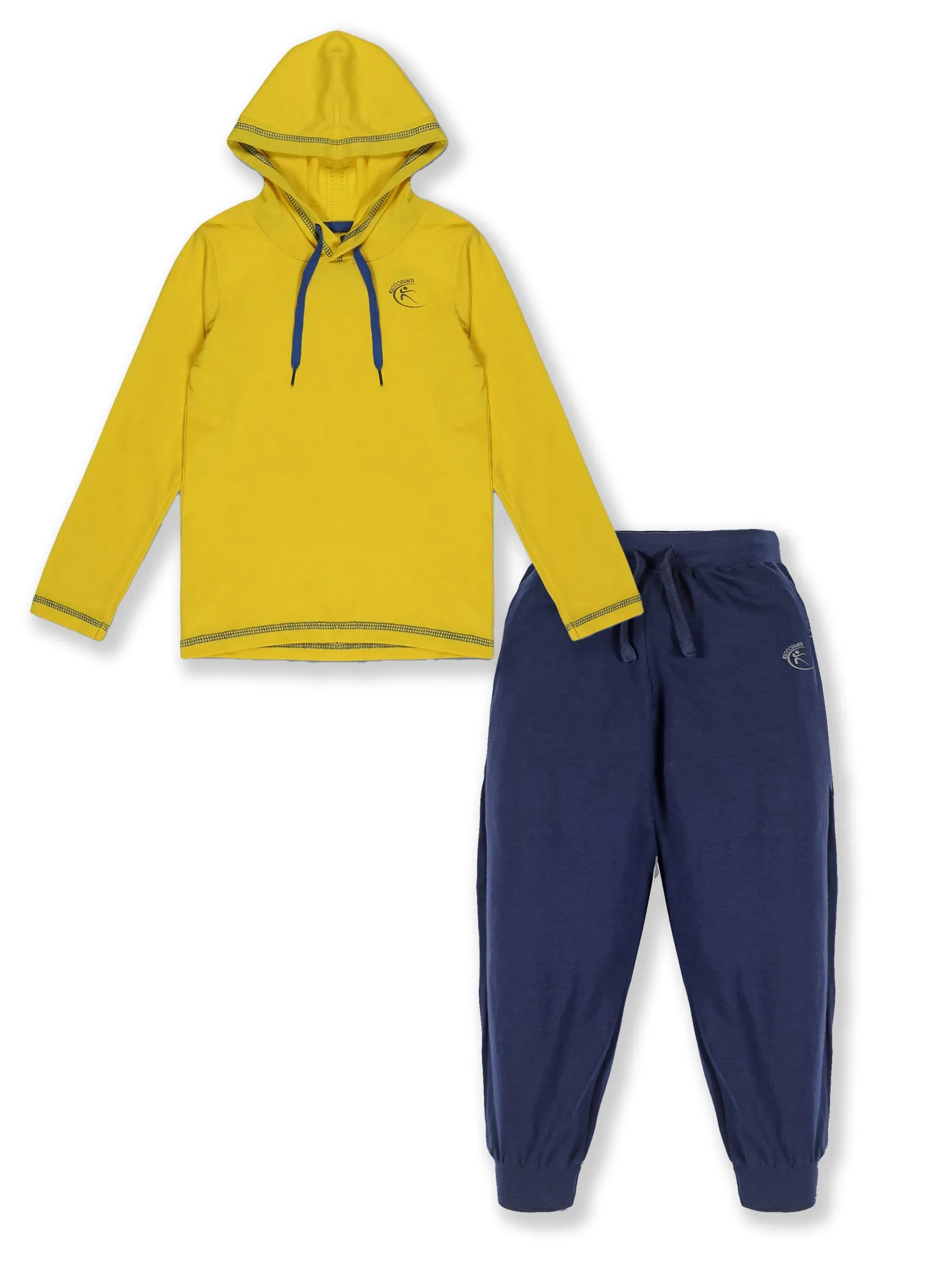 Boys Solid Full Sleeve hood Tee & Solid Track Pant Set