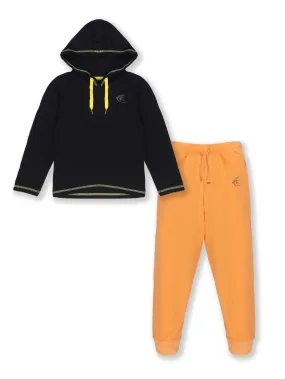 Boys Solid Full Sleeve hood Tee & Solid Track Pant Set