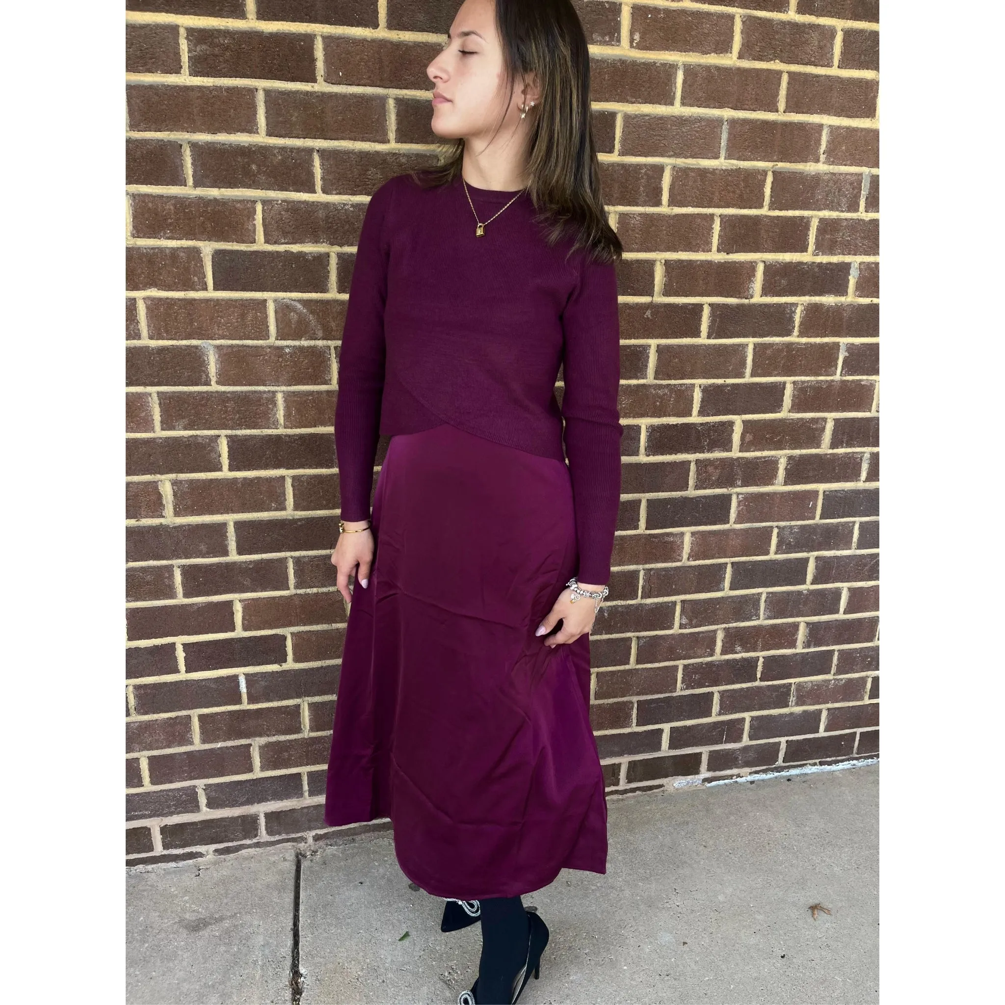 Burgundy Slip Dress by Ivee