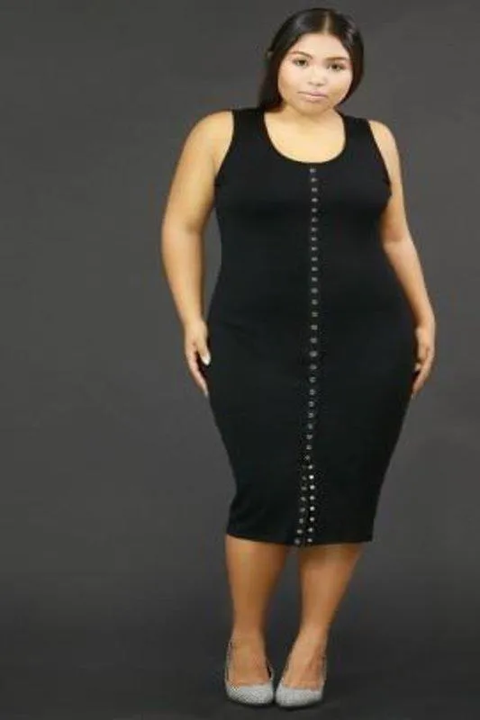 Button Midi Dress Plus Size