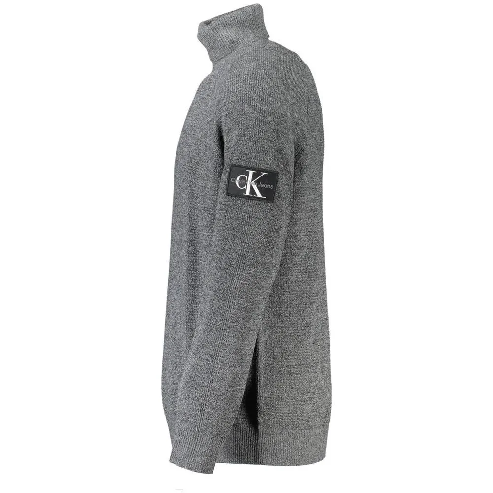 Calvin Klein Elegant Gray Wool High Neck Sweater