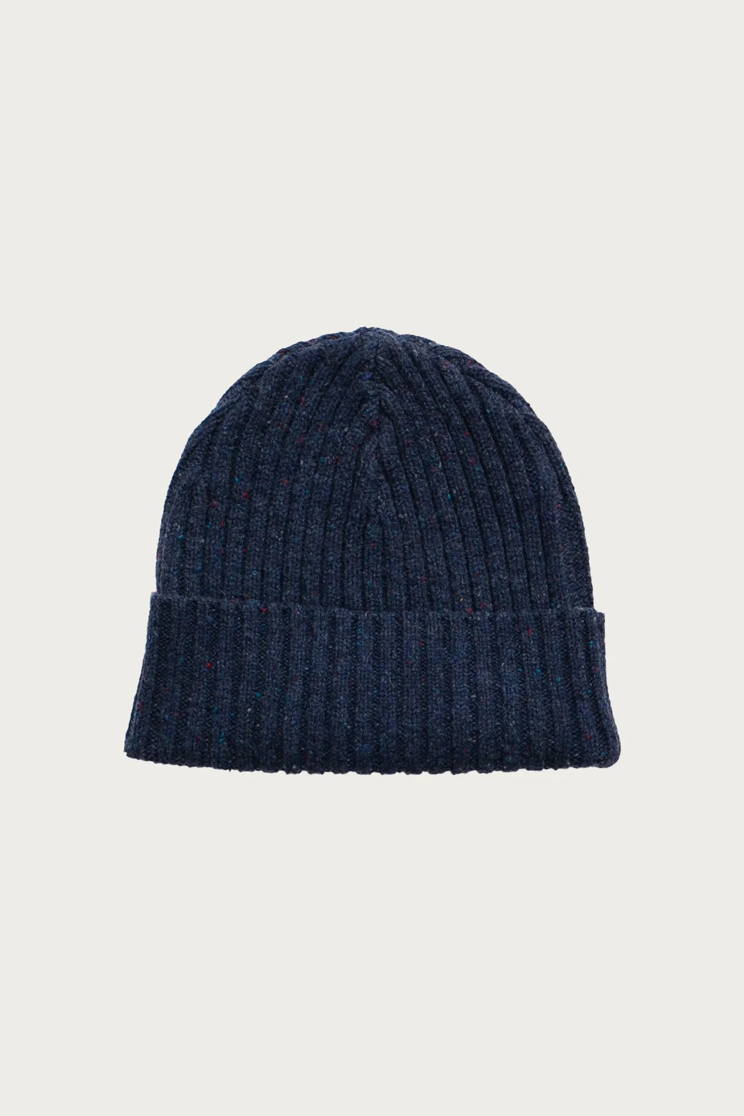 Chunky Ribbed Beanie / Navy Donegal