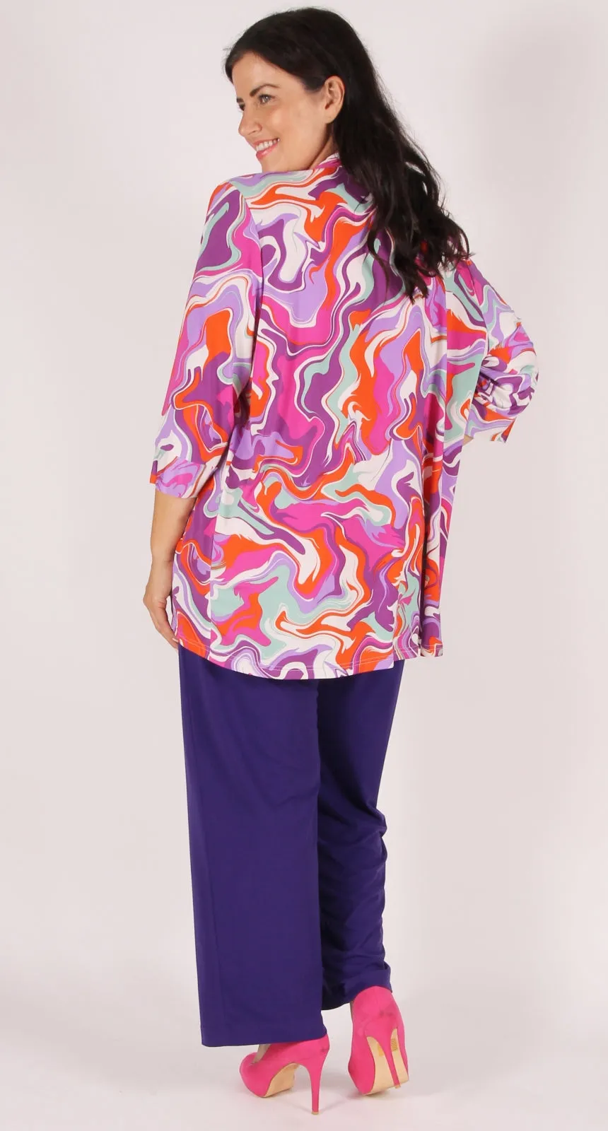 Clara Curve Jacket Colour Swirls