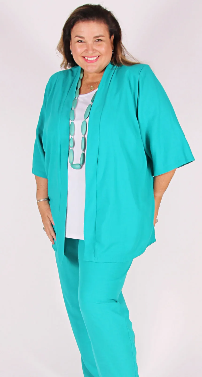 Classic Edge to Edge Jacket Jade Crinkle