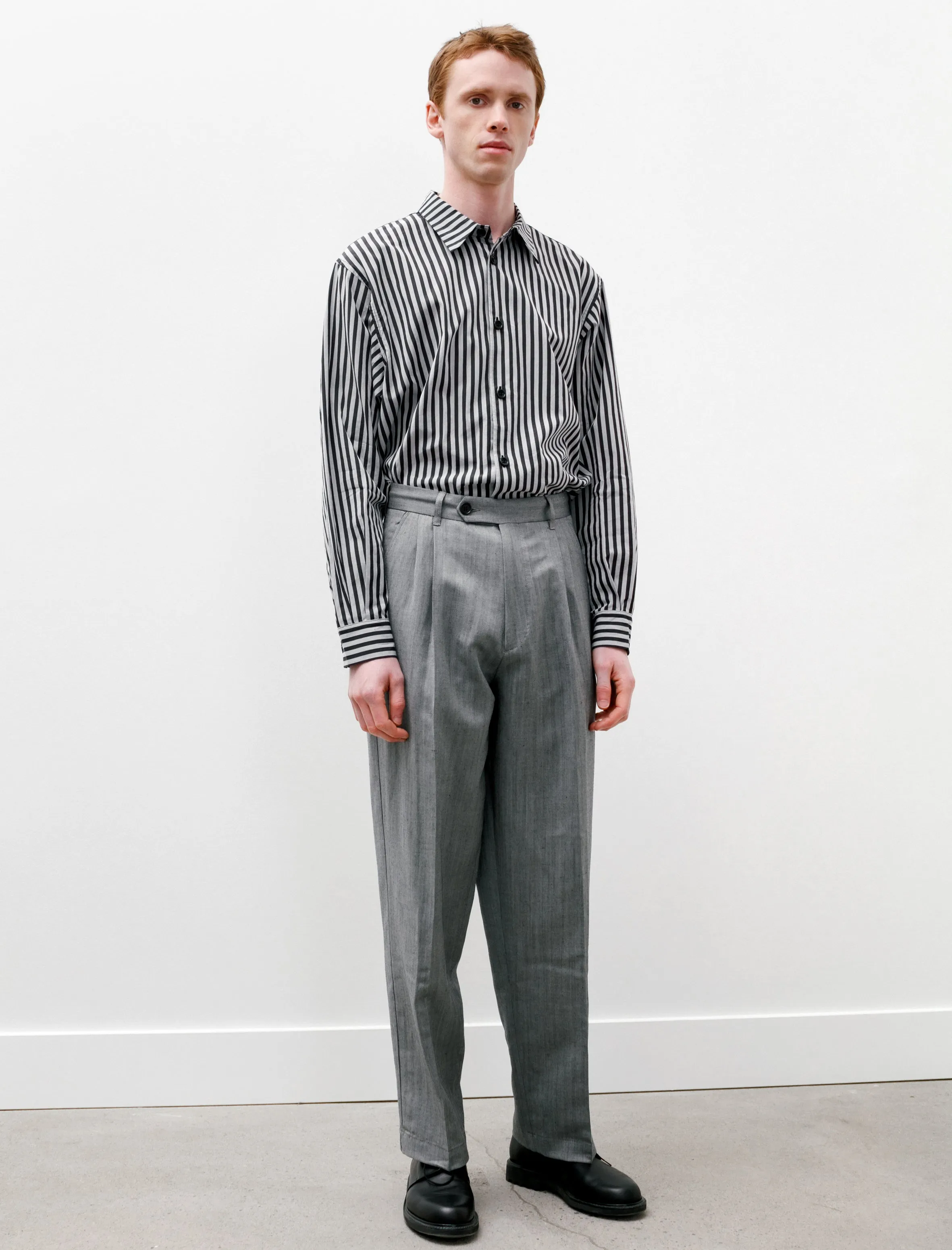 Classic Trousers Light Grey Herringbone