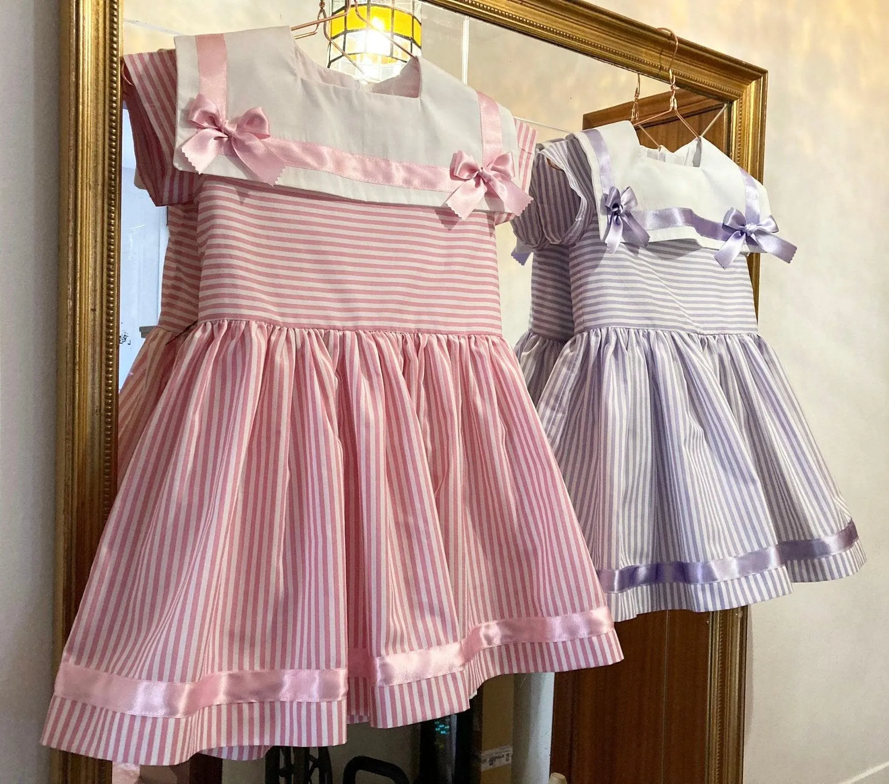 CLEARANCE DEAL - Luna Kids - Girl's Sailor Style Stripe Dress in Lilac 2yrs