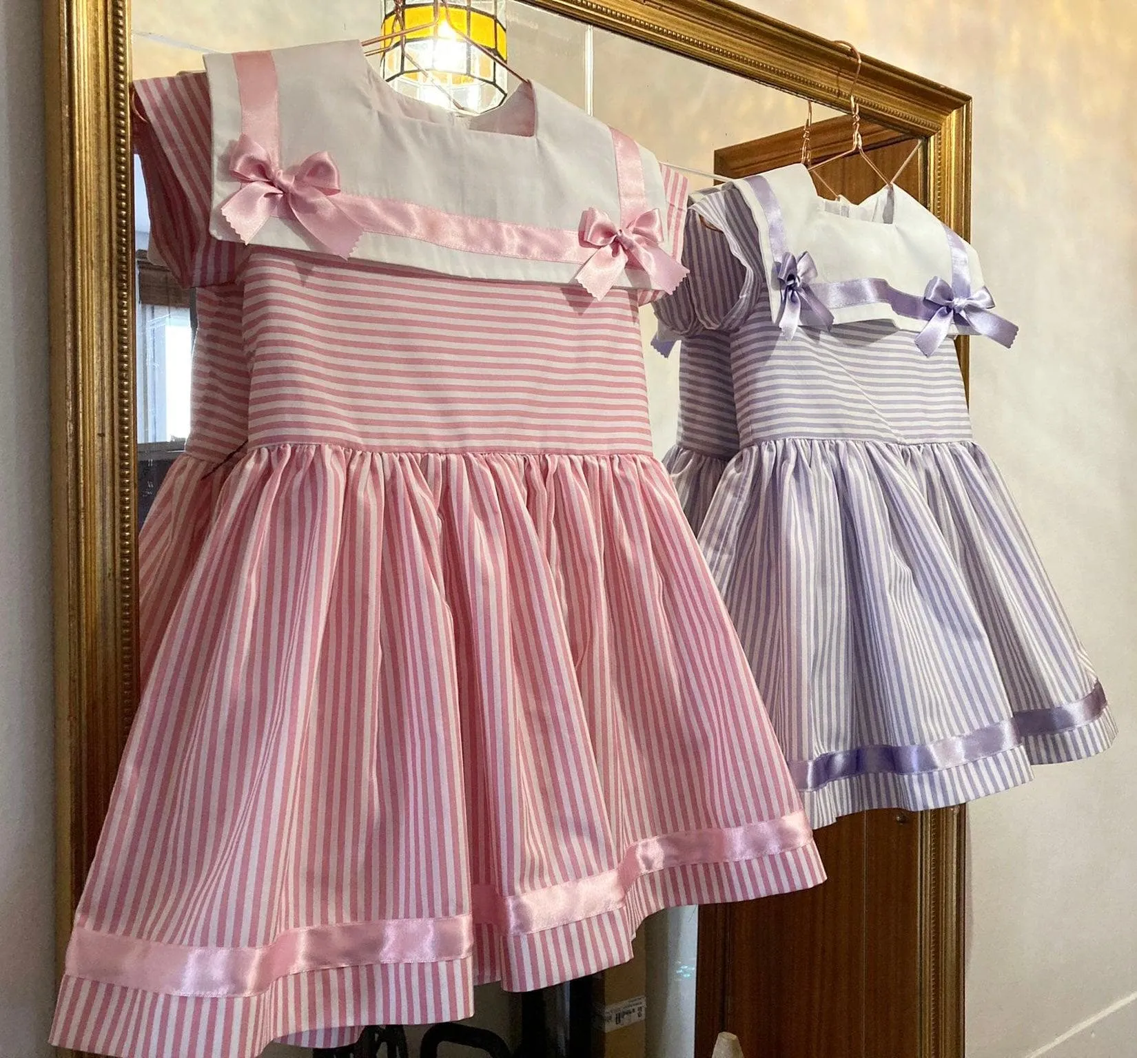 CLEARANCE DEAL - Luna Kids - Girl's Sailor Style Stripe Dress in Lilac 2yrs