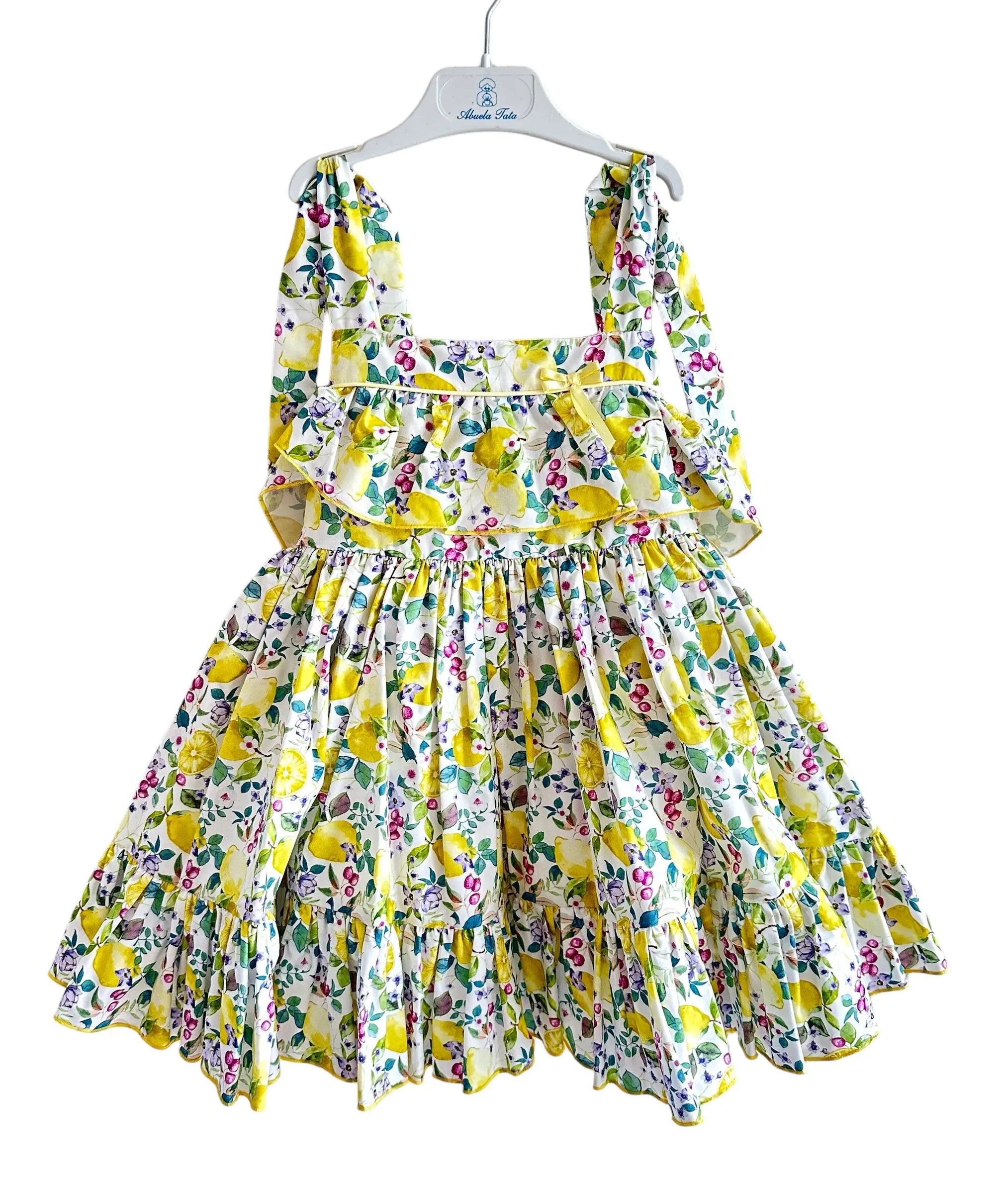 CLEARANCE SALE - Abuela Tata SS24 - Girls Floral & Lemons Print Summer Dress 355