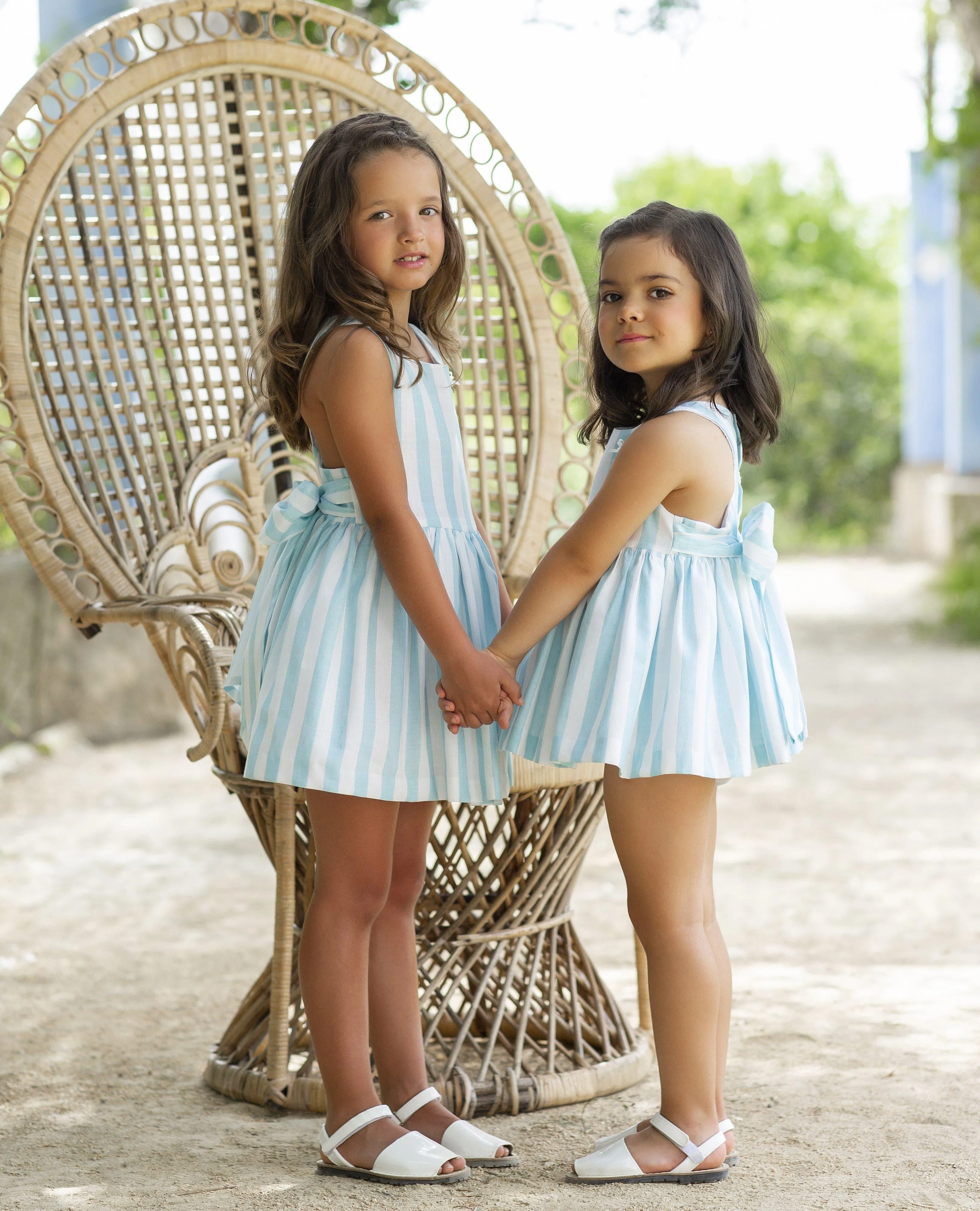 CLEARANCE SALE Alhuka - Girls Blue Stripe Altea Summer Dress