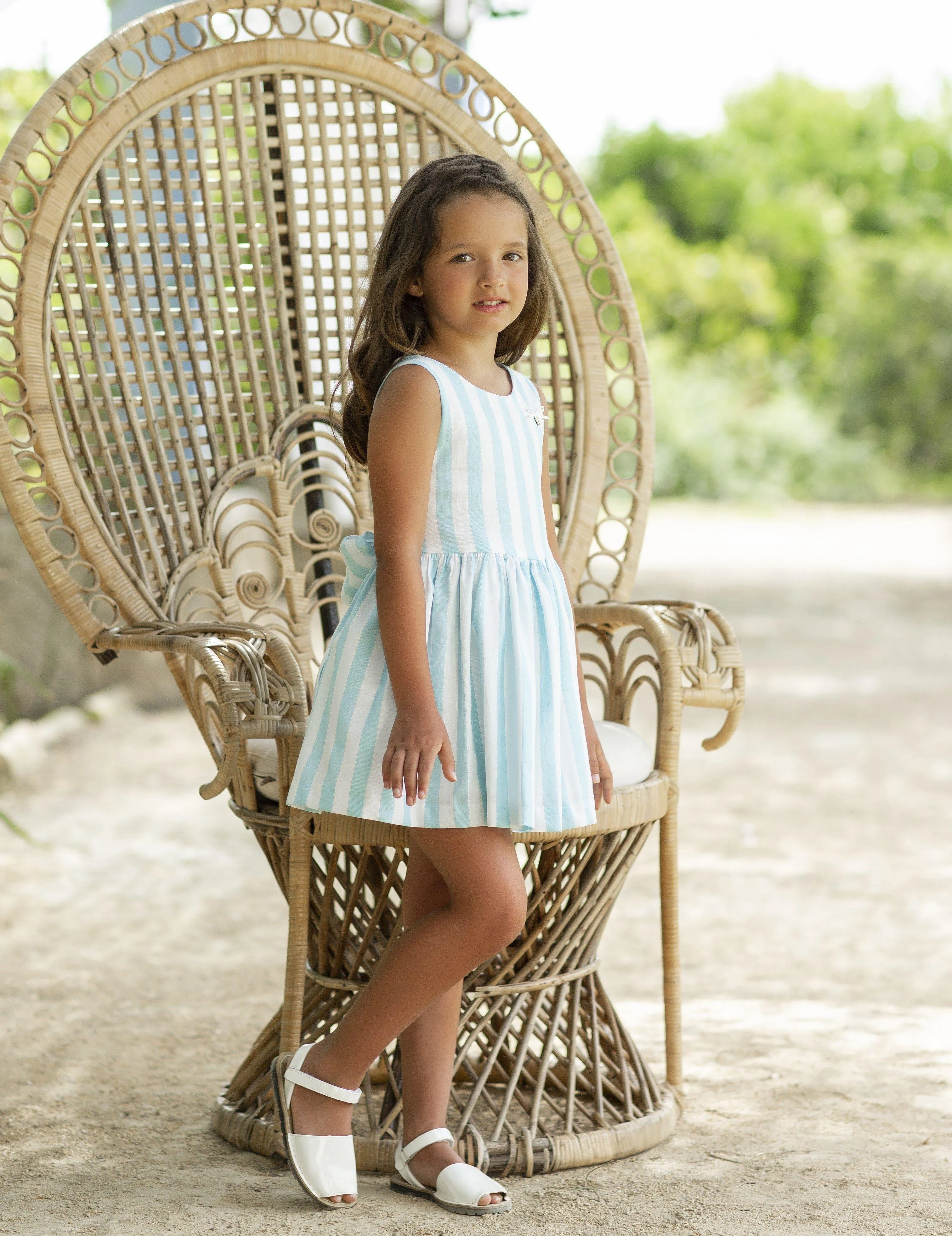 CLEARANCE SALE Alhuka - Girls Blue Stripe Altea Summer Dress