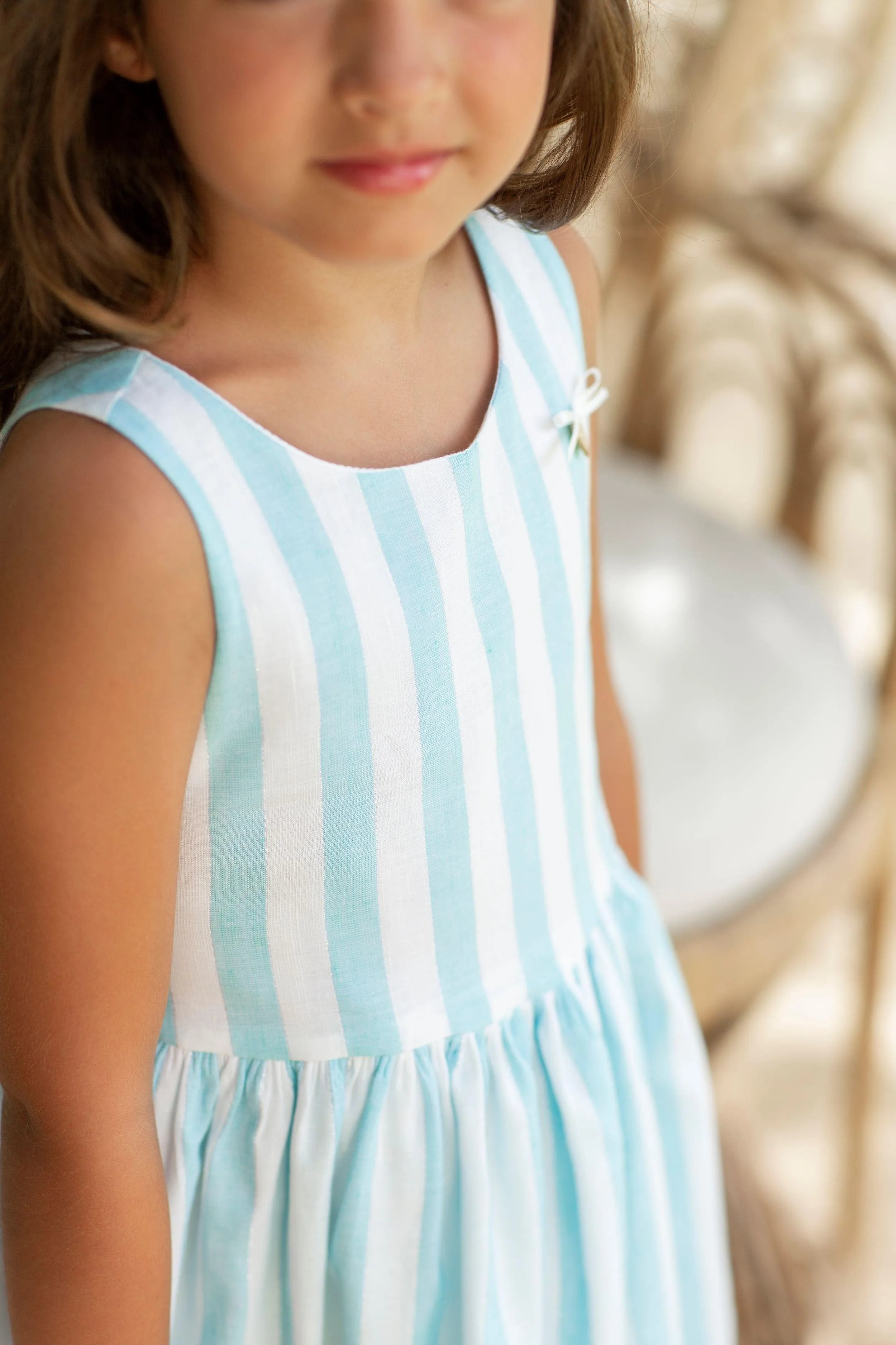 CLEARANCE SALE Alhuka - Girls Blue Stripe Altea Summer Dress