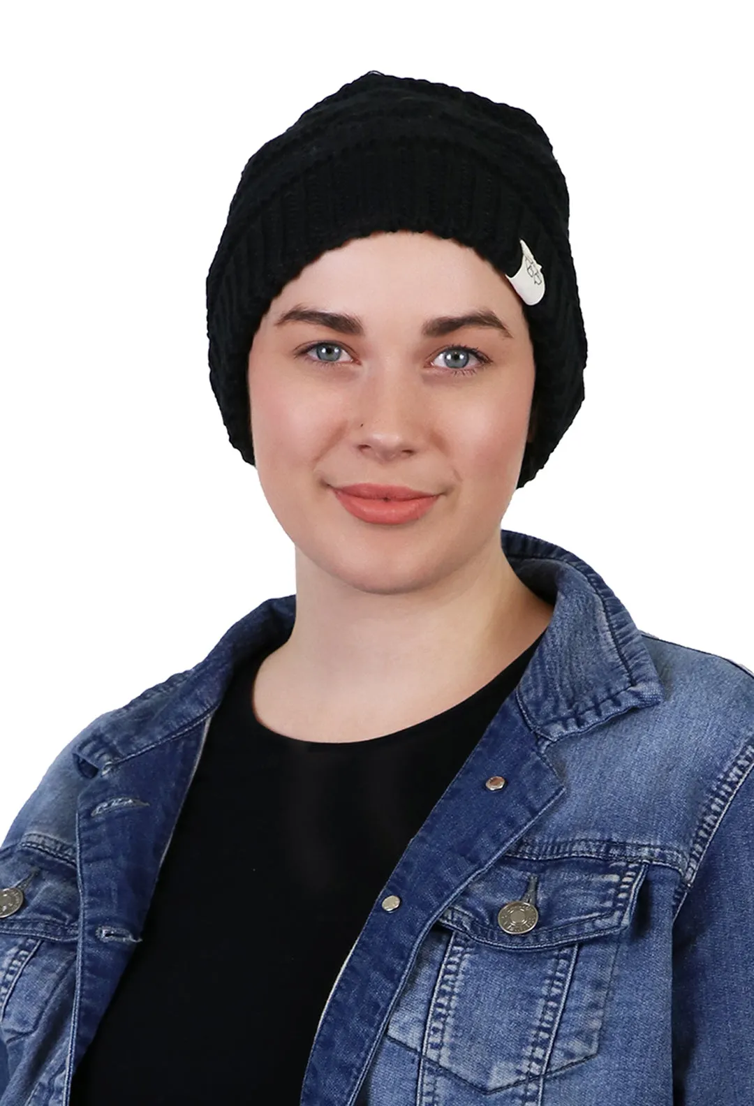 Comfy Cap Cable Knit Beanie Chemo Headwear Made From Recycled Water Bottles