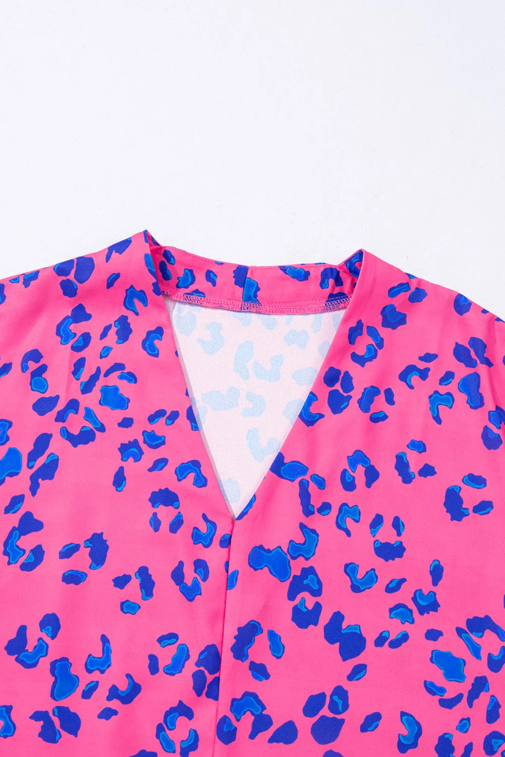 Contrast Leopard Print Plus Size Blouse