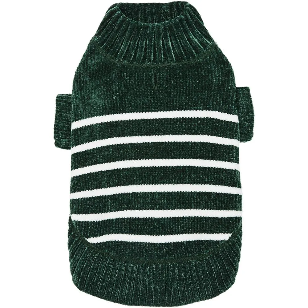 Cozy Soft Chenille Classy Striped Dog Sweater