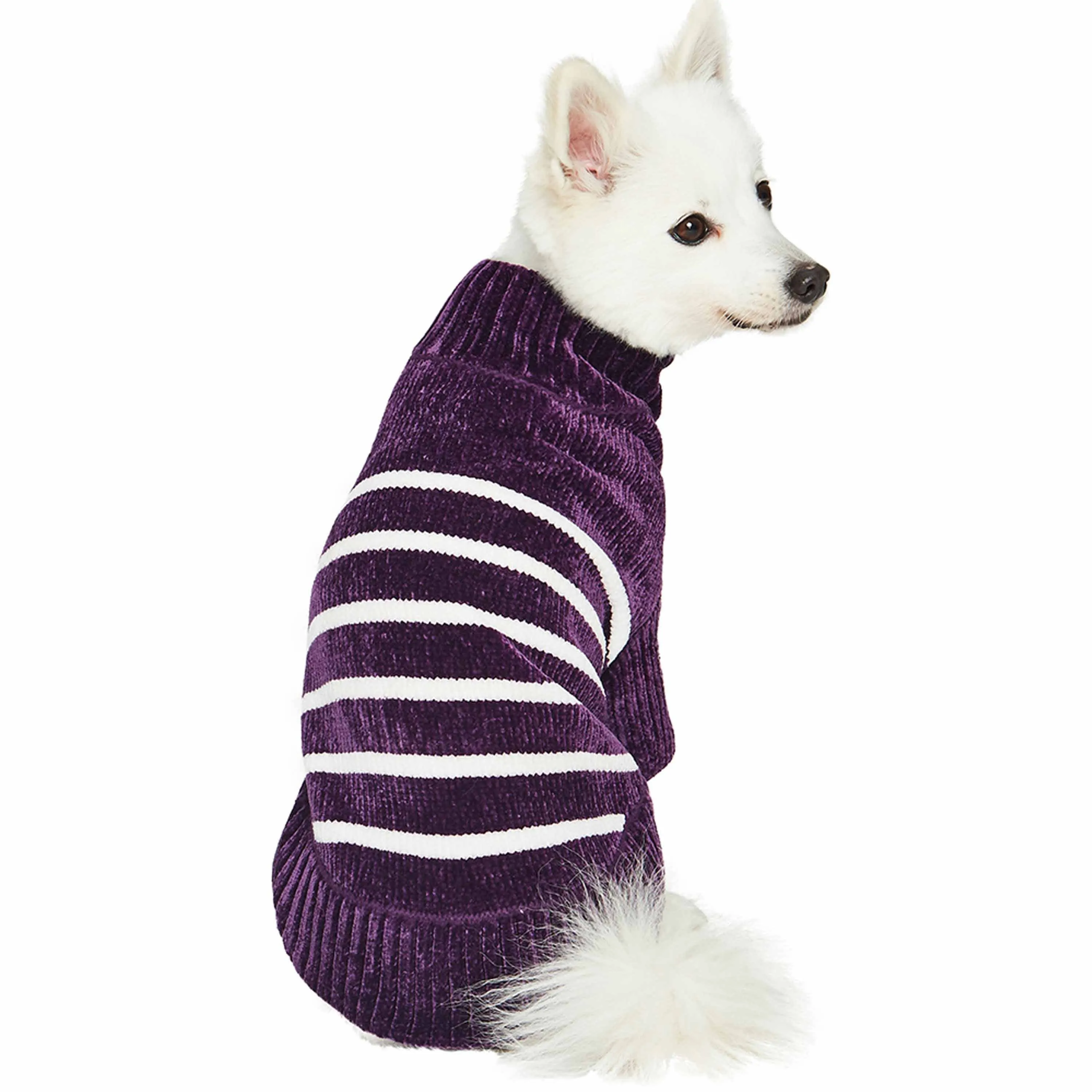 Cozy Soft Chenille Classy Striped Dog Sweater