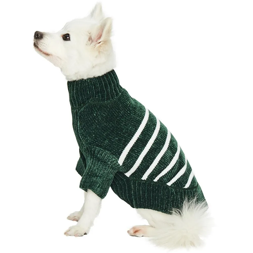 Cozy Soft Chenille Classy Striped Dog Sweater