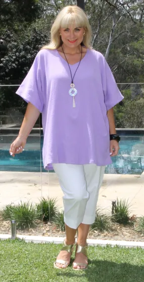 Crinkle Cotton Kaftan Lavender