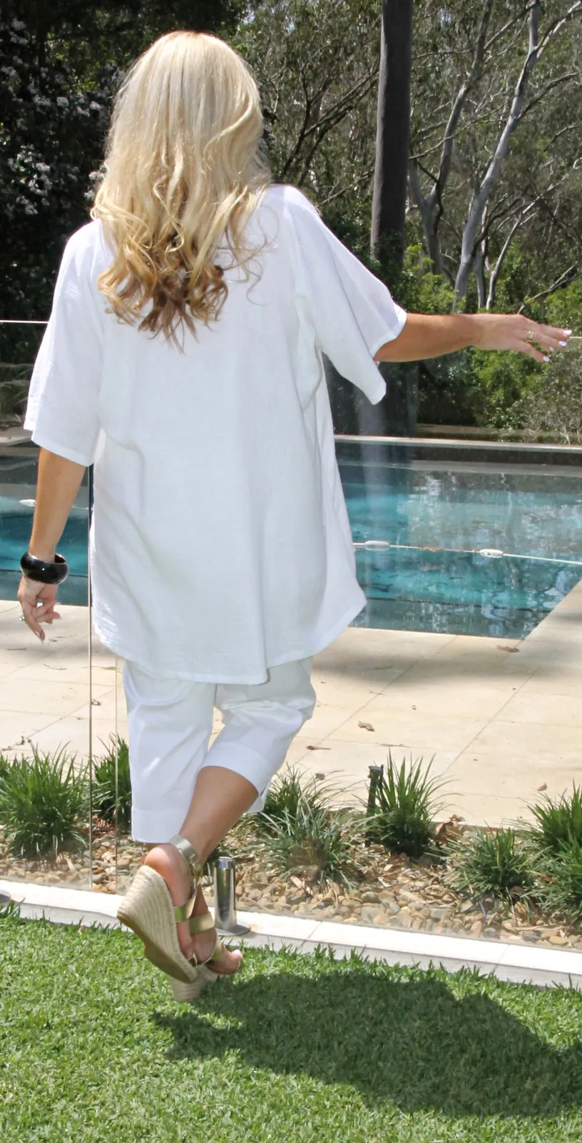 Crinkle Cotton Kaftan White