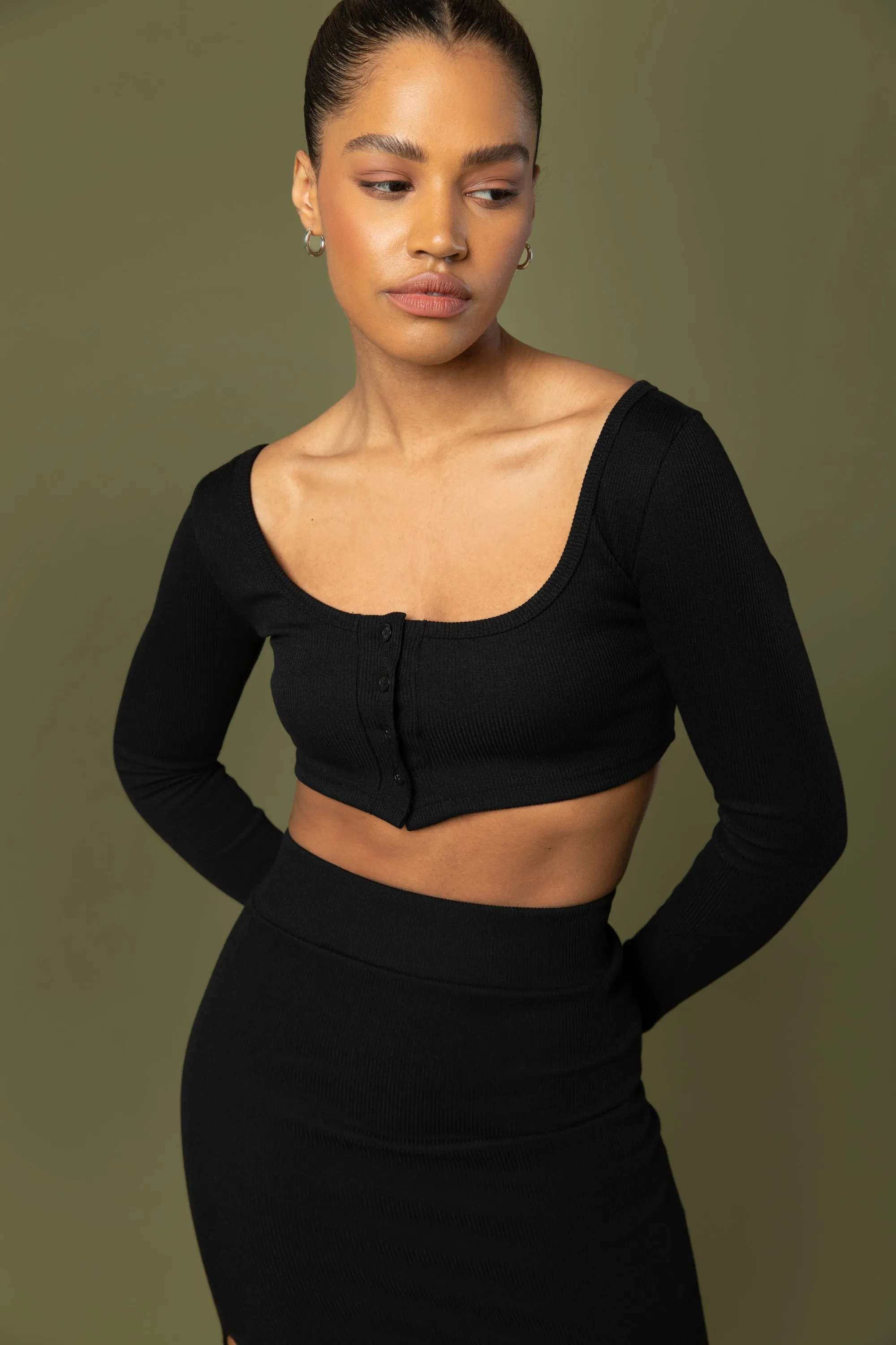 CROPPED BUTTON FRONT TOP