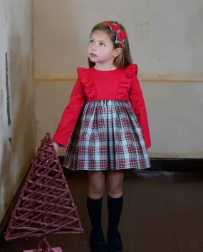 DBB Collection AW24 - Girls Red & Tartan Print Dress