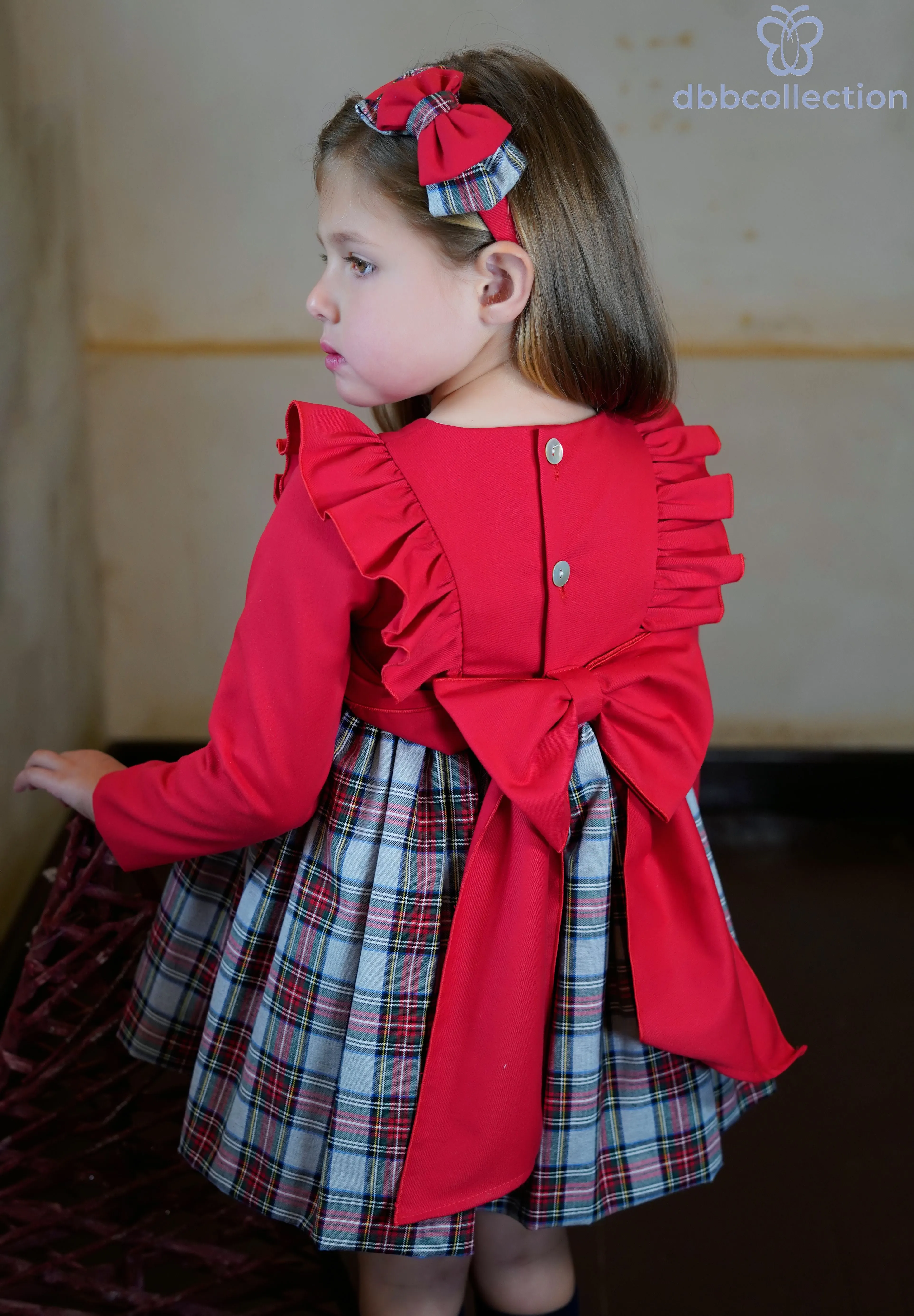 DBB Collection AW24 - Girls Red & Tartan Print Dress