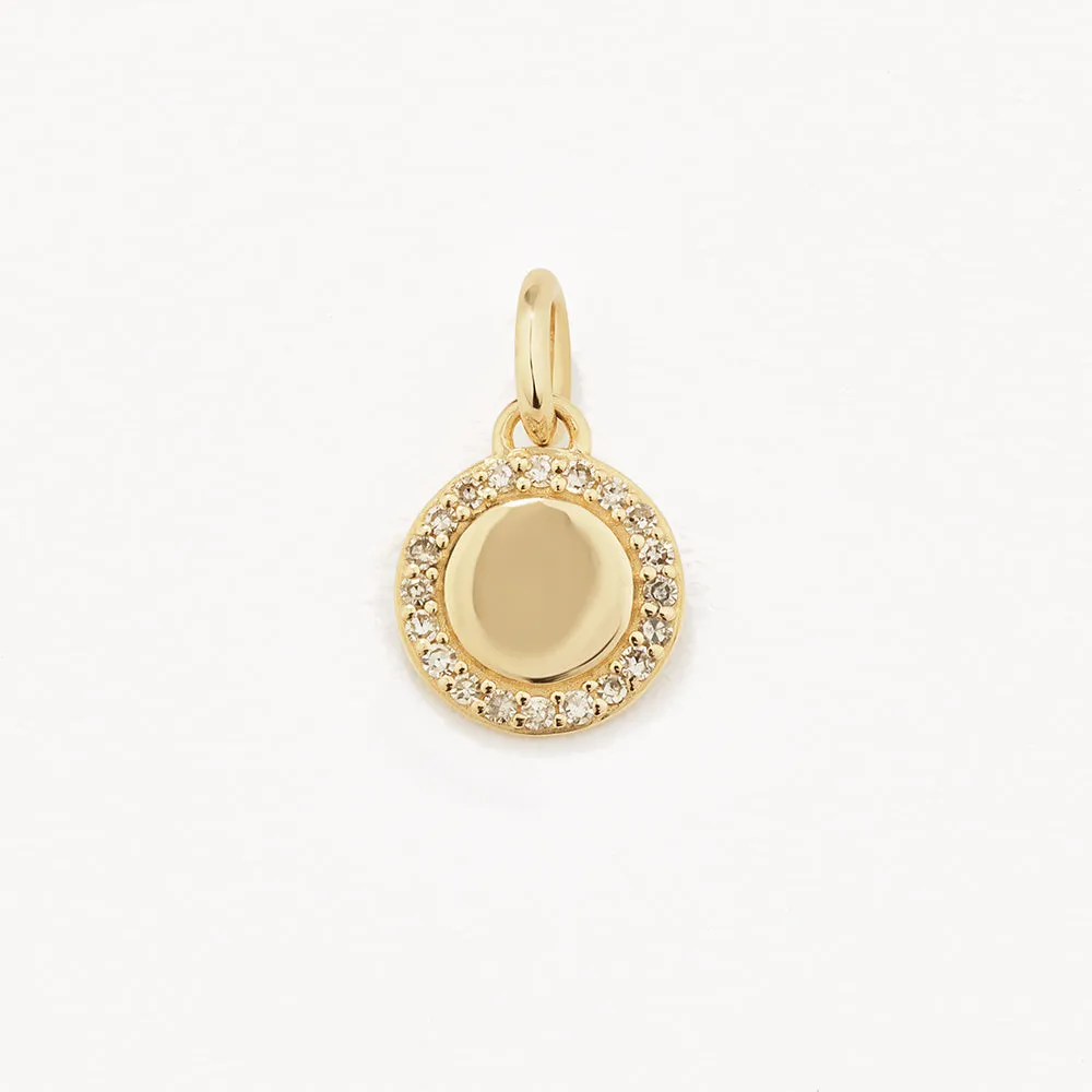 Diamond Mini Engravable Disc Necklace in 10k Gold