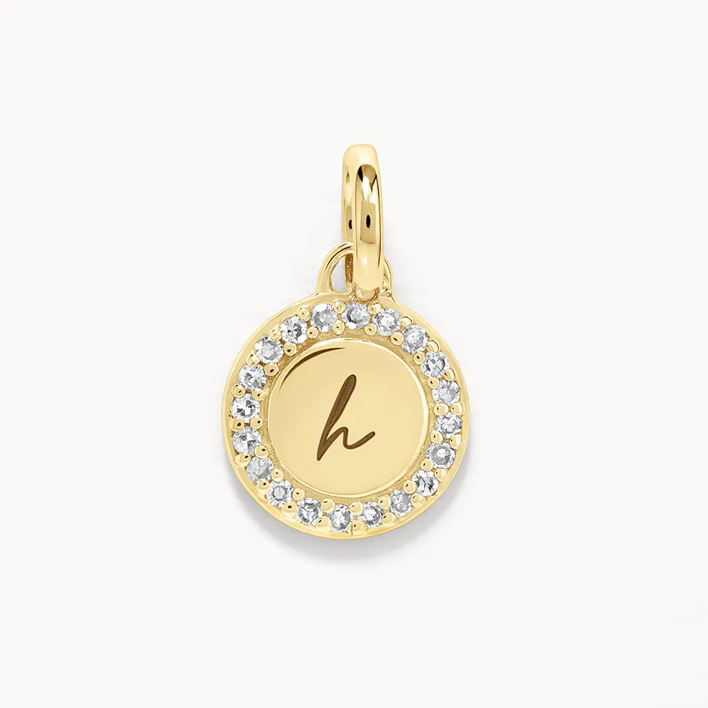 Diamond Mini Engravable Disc Necklace in 10k Gold