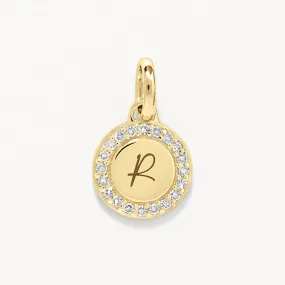 Diamond Mini Engravable Disc Necklace in 10k Gold