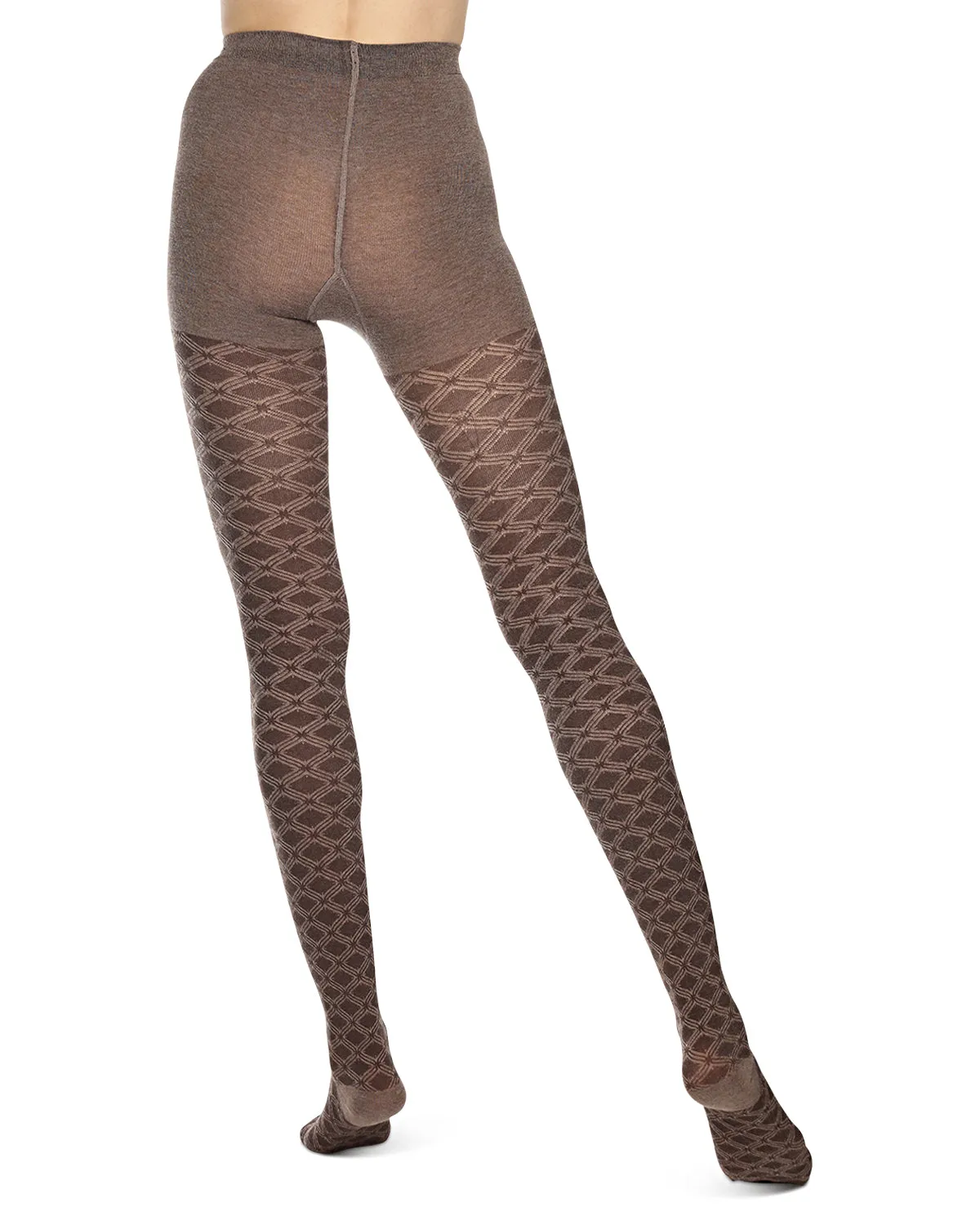 Diamond Patterned Cotton Blend Sweater Tights