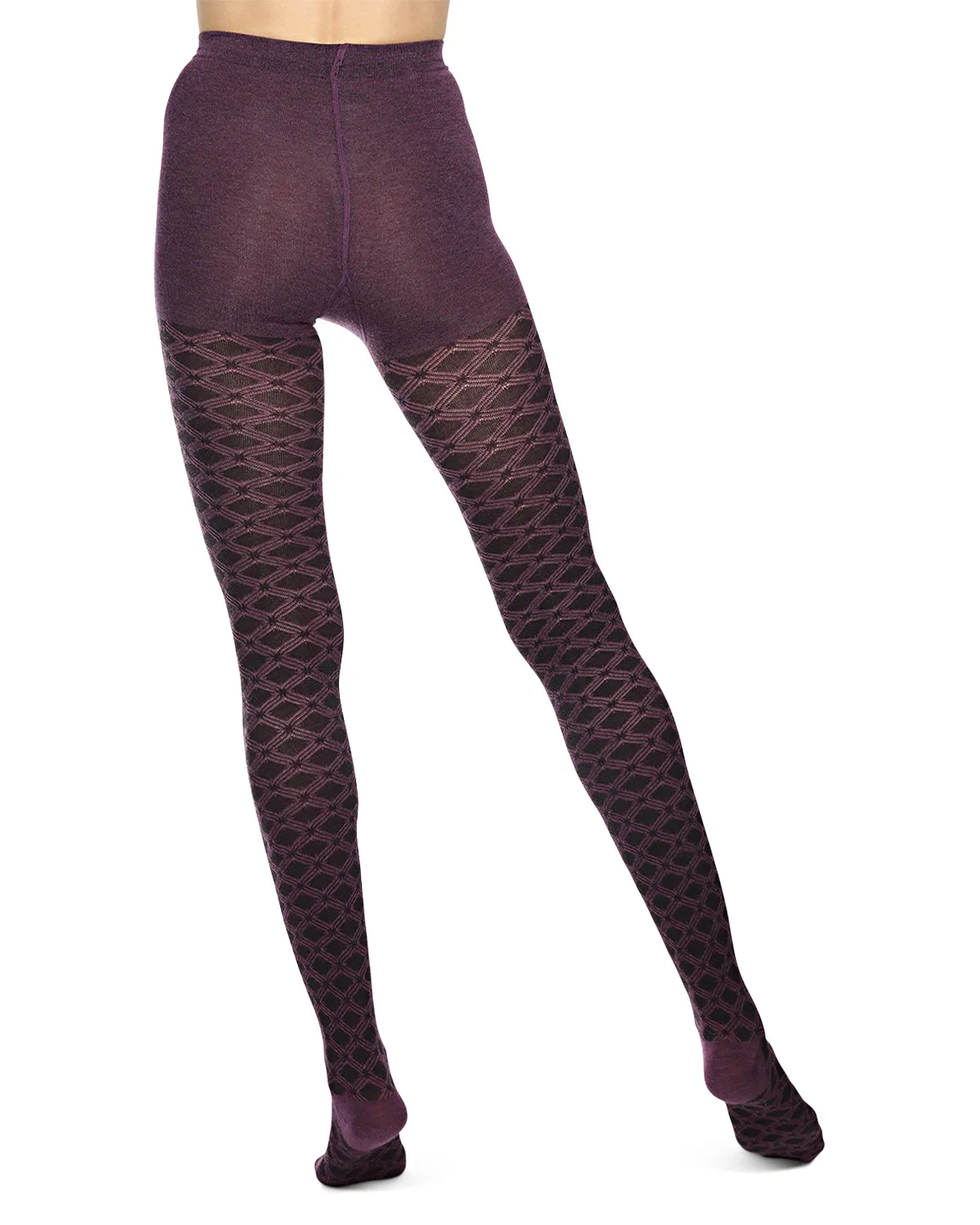 Diamond Patterned Cotton Blend Sweater Tights